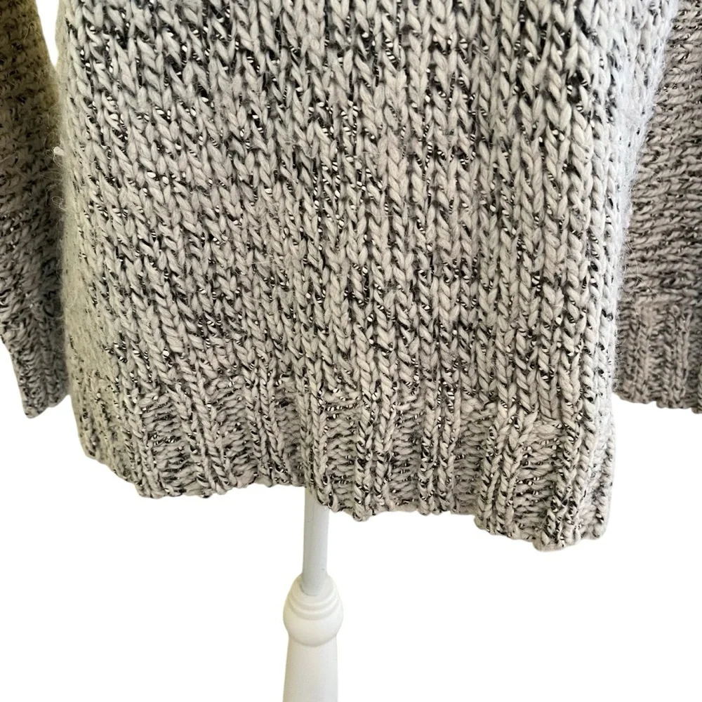 J. Crew Grey/White Marled Cotton/Wool/Alpaca Scoop Neck Sweater XS